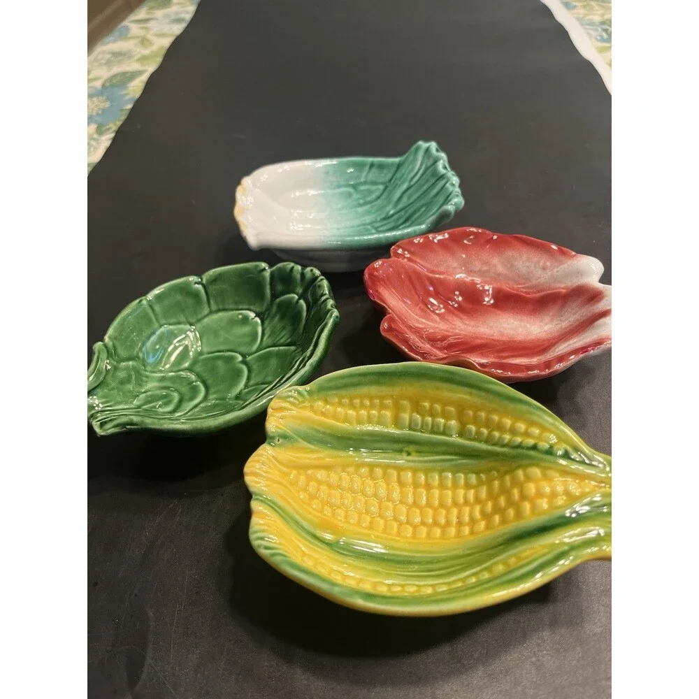 4pc Williams Sonoma Italy Corn on the Cob Red Cabbage Green Onion Bowls